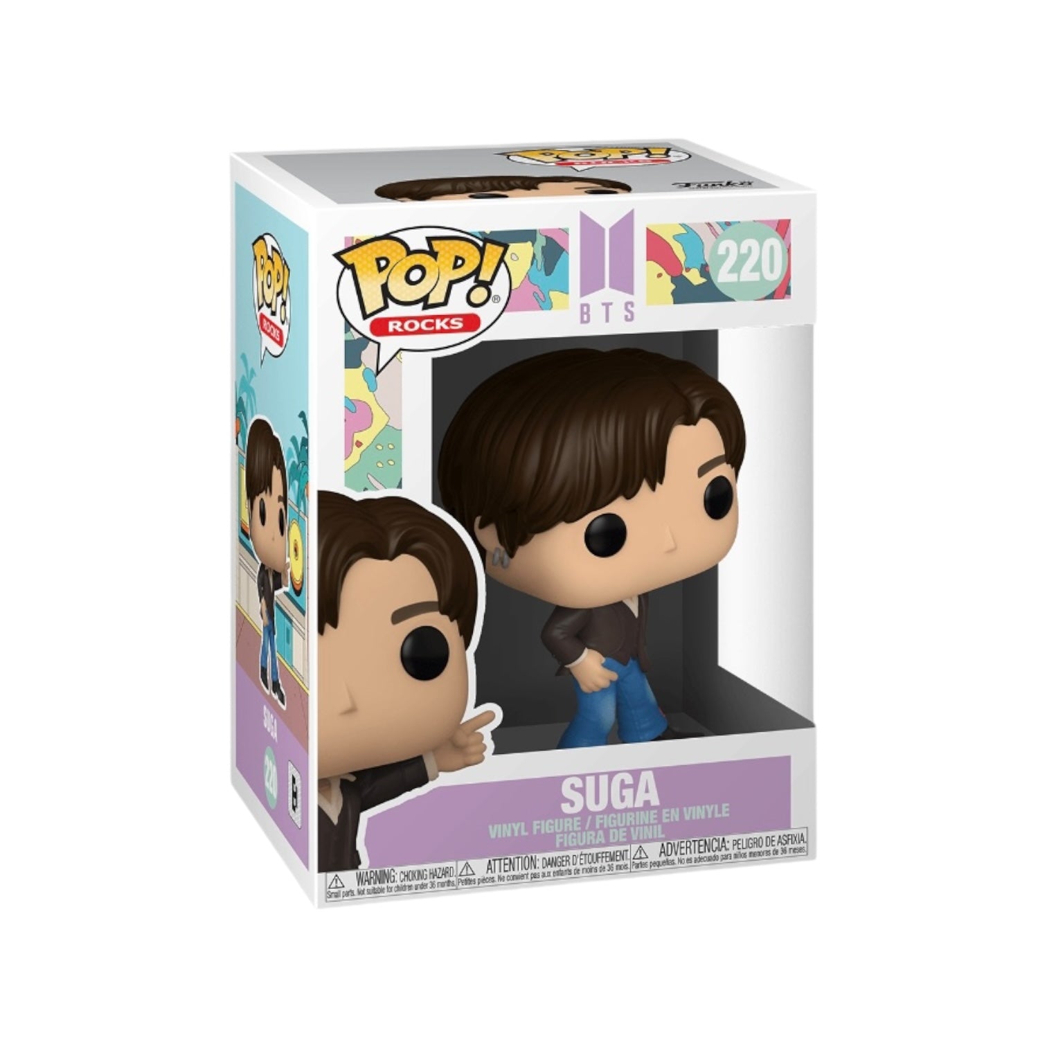 Suga #220 Funko Pop! from BTS, showcasing the beloved character in a detailed design, ideal for display or gifting.