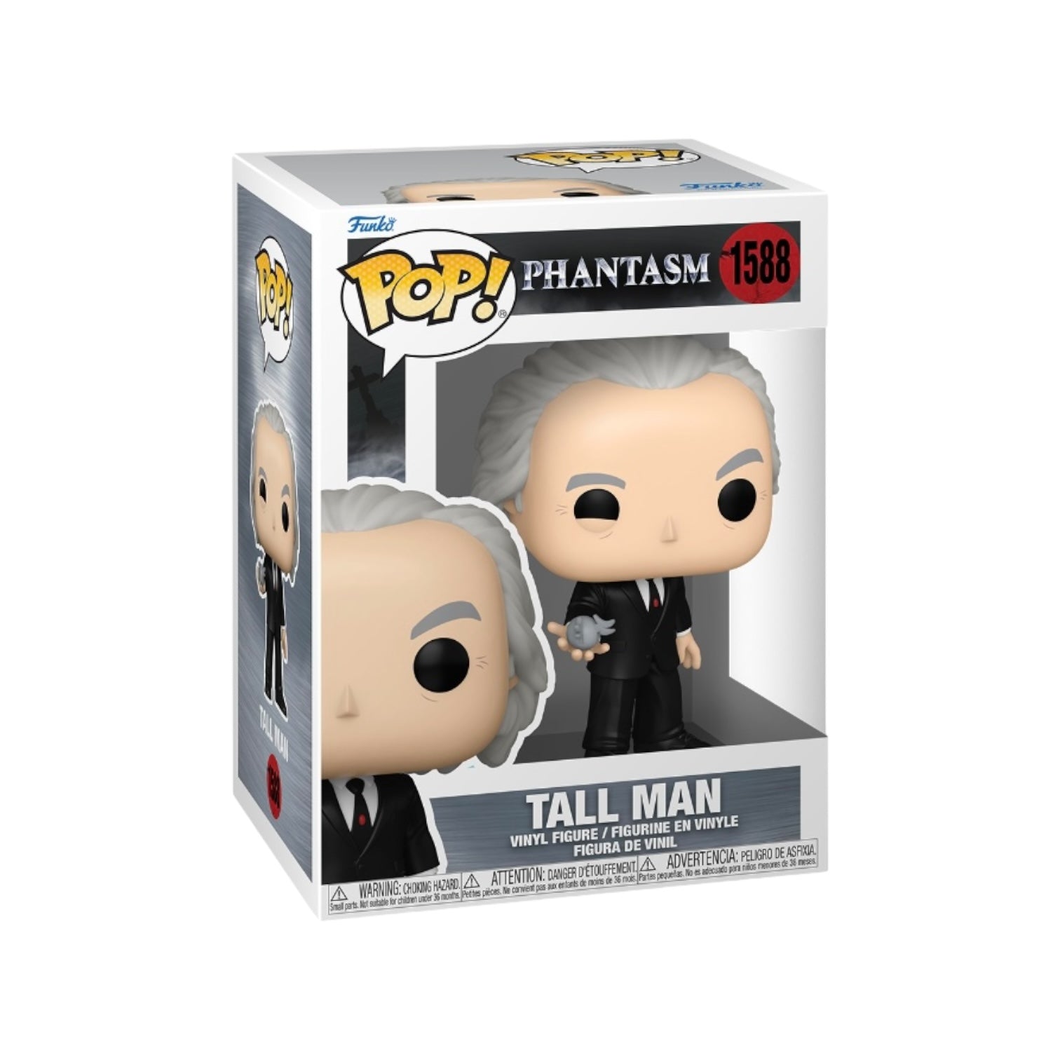 Funko Pop! figure of a tall man from Phantasm, showcasing a creepy look with cool features for collectors and fans alike.