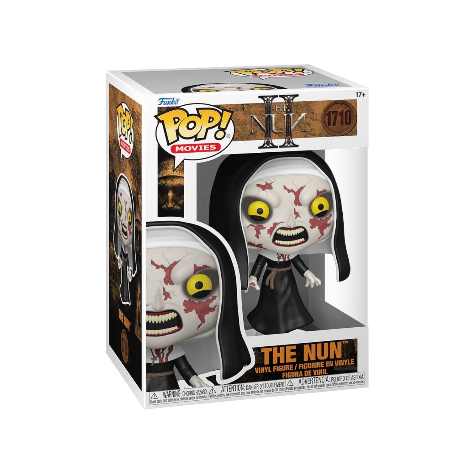 A detailed pop vinyl figure of a nun, showcasing her traditional attire and serene expression, perfect for collectors.