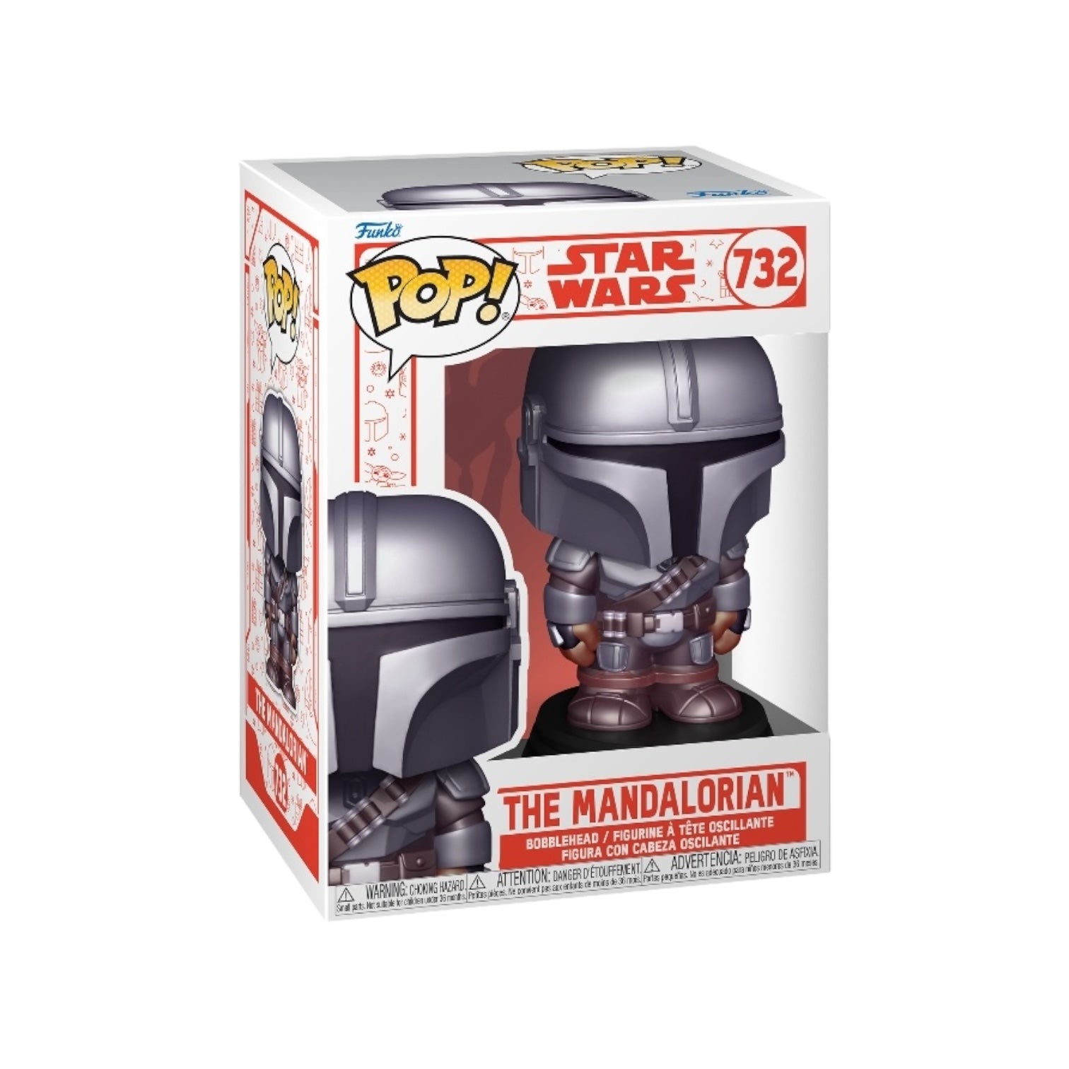 The Mandalorian #732 Funko Pop, showcasing a holiday-themed design from the beloved Star Wars universe.