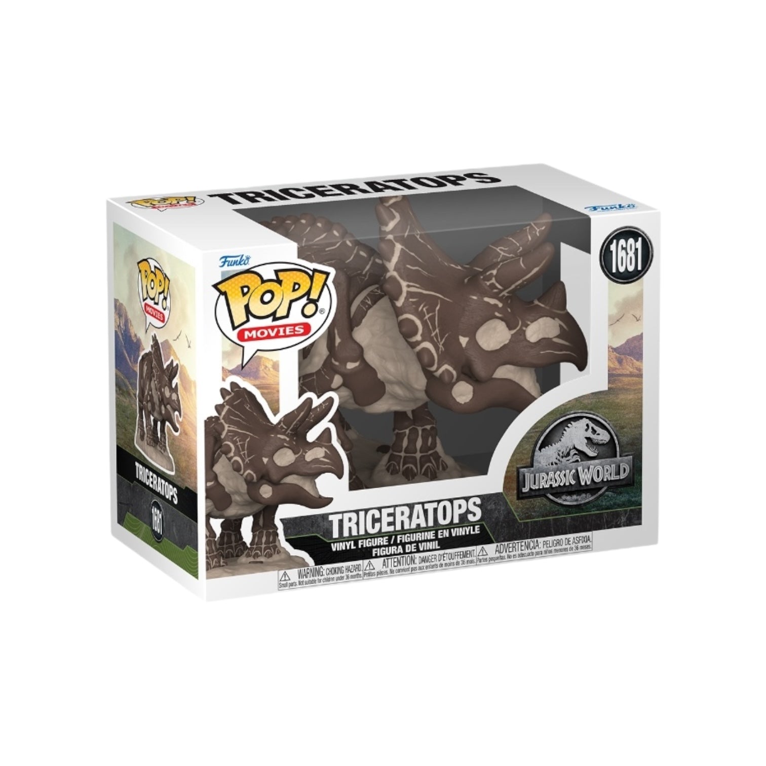  A detailed brown triceratops figure statue  highlighting its fossil-inspired design and sturdy appearance