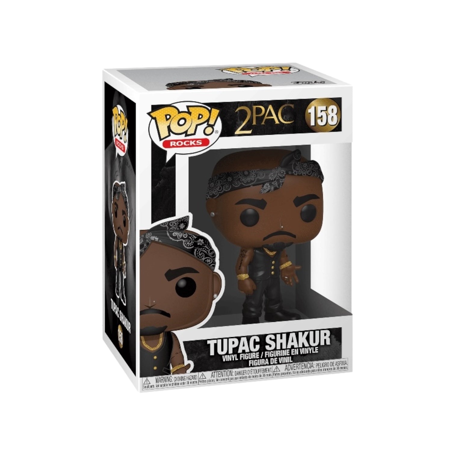 Tupac Shakur #158 Funko Pop! figure, showcasing the renowned rapper in a vibrant design, embodying his cultural impact.