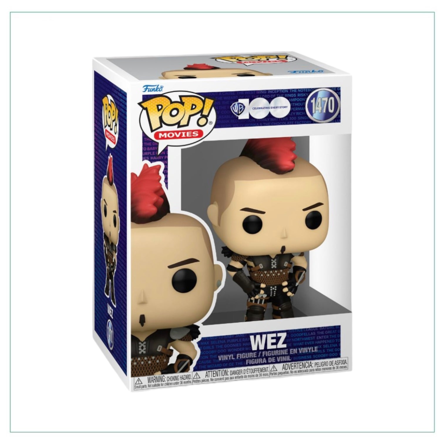 Funko Pop! figure of Wez from Mad Max, featuring his iconic look with spiky hair and a fierce expression.