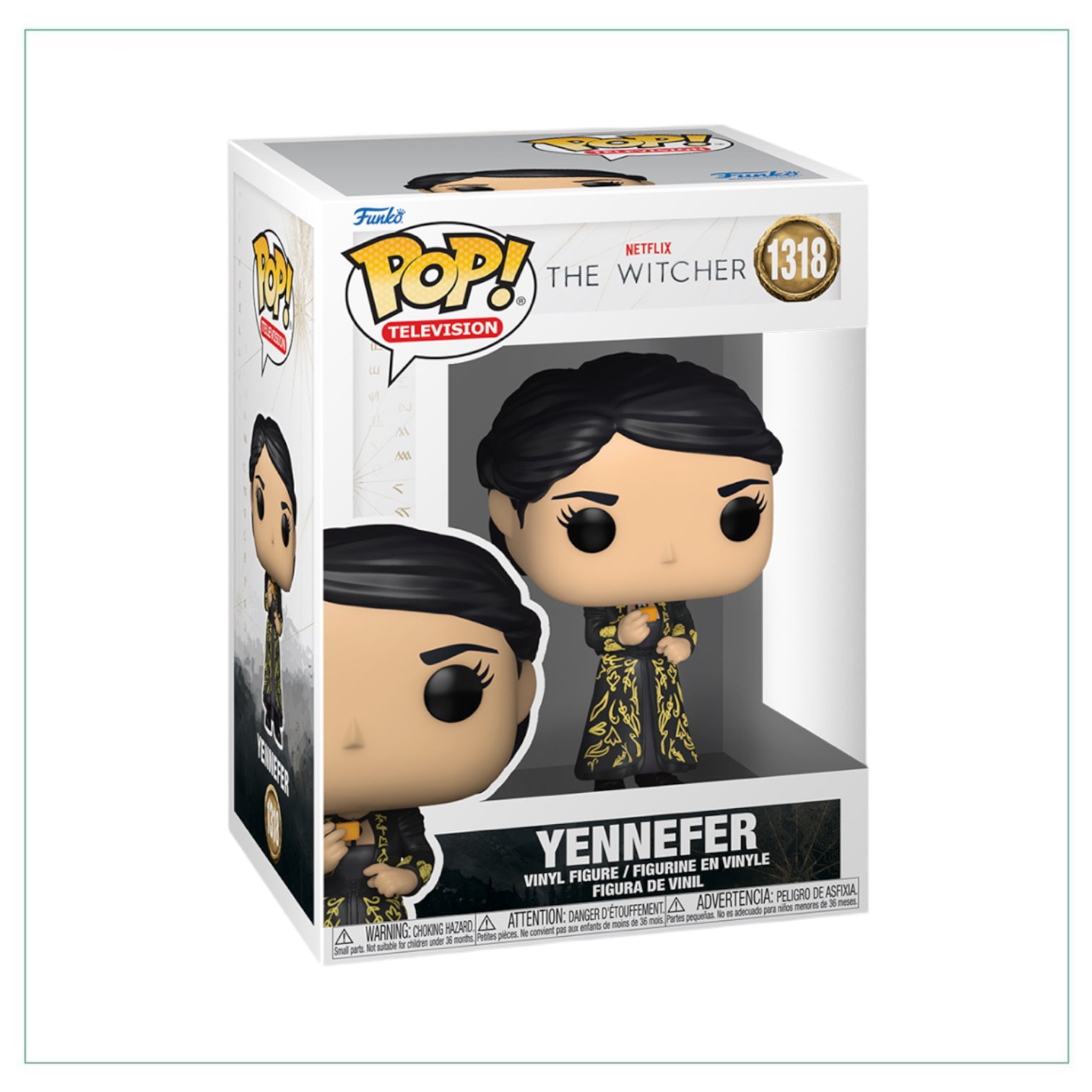 Funko Pop! Yennefer #1318 from The Witcher, showcasing her detailed character design and signature look in a collectible format.