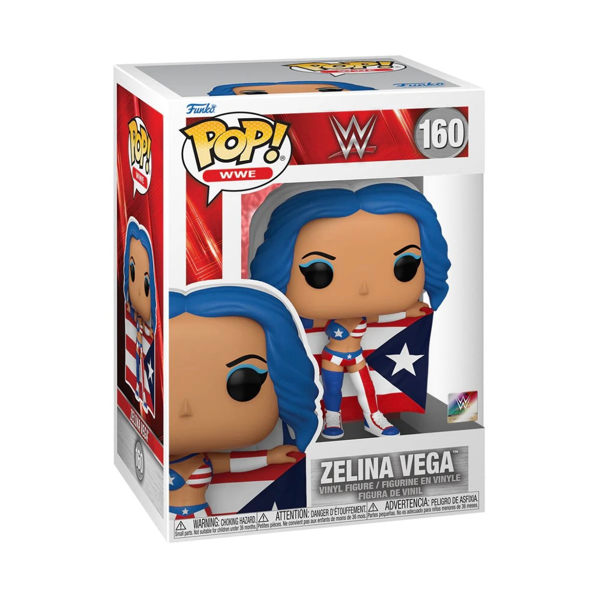 Collectible Funko Pop! of Zelina Vega #160, featuring her iconic wrestling outfit and dynamic stance, perfect for fans.