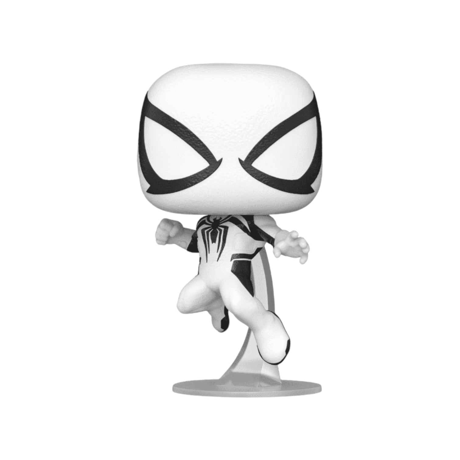 Anti-venom suit Peter Parker a white detailed suit with black detail around eyes, out of external box 