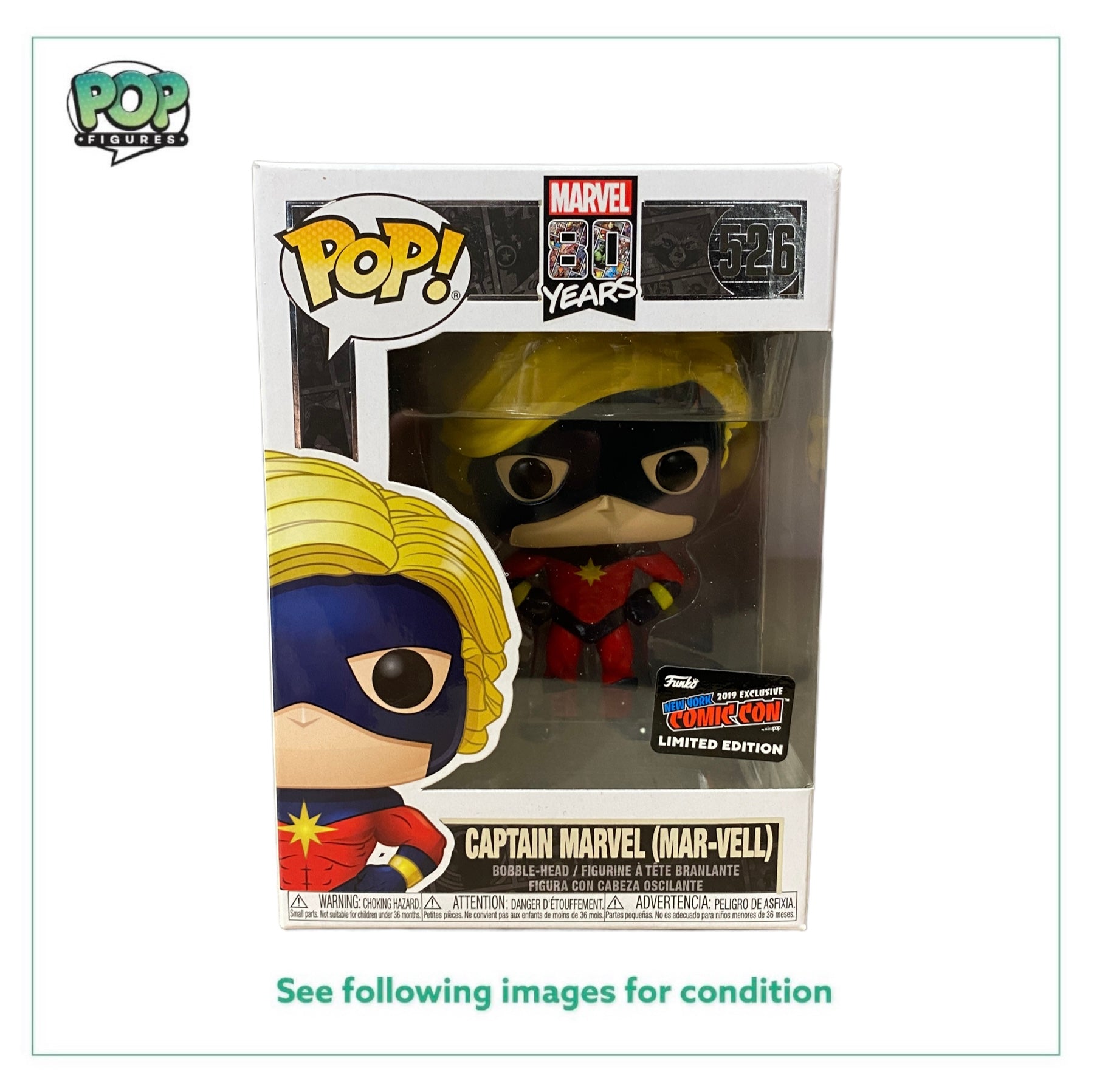 Captain Marvel (Mar-Vell) #526 Funko Pop! - Marvel 80 Years - NYCC 2019 Official Convention Exclusive - Condition 8.5/10