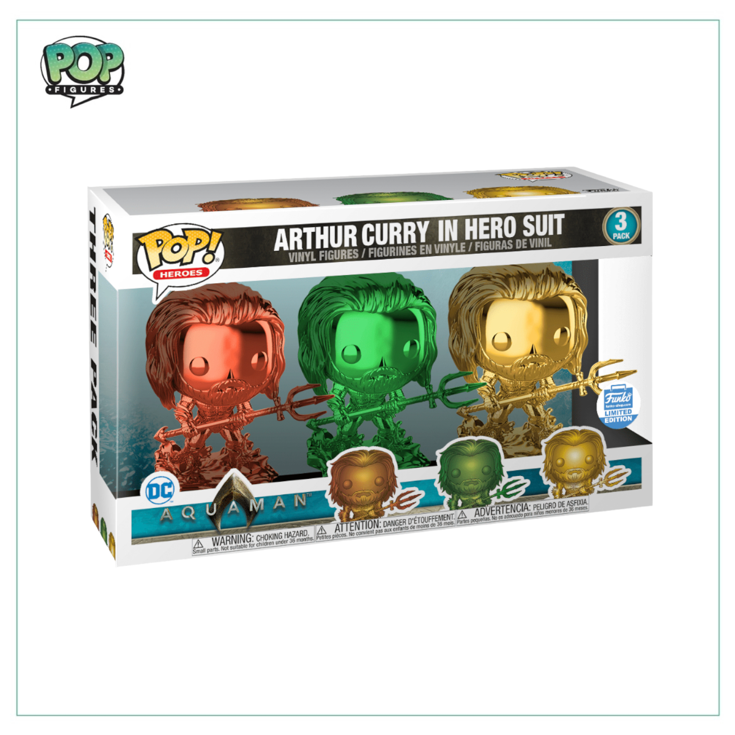 Arthur Curry in Hero Suit Deluxe Funko 3 Pack! DC Heroes - Popcultcha Exclusive