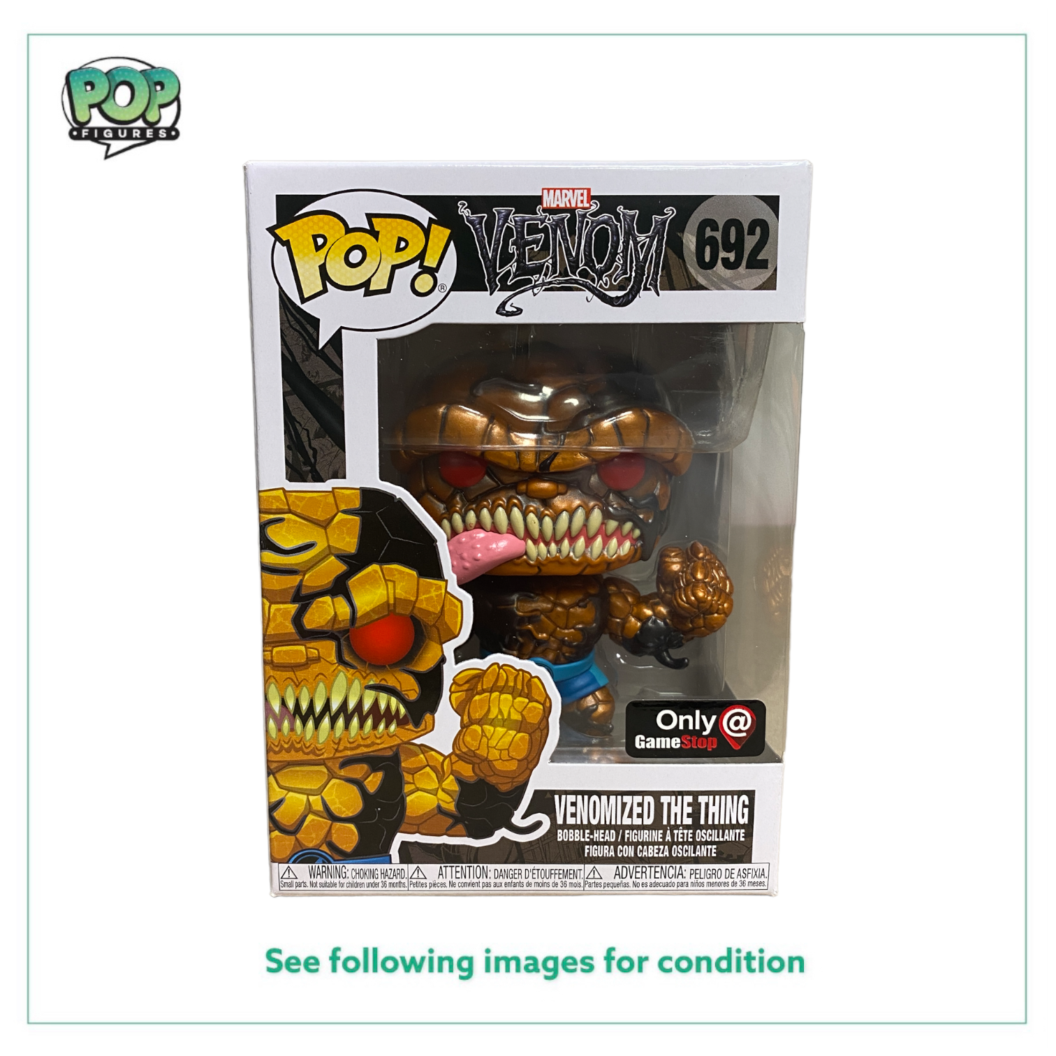 Venomized The Thing #692 (Metallic) Funko Pop! - Venom - GameStop Exclusive - Condition 8.75/10