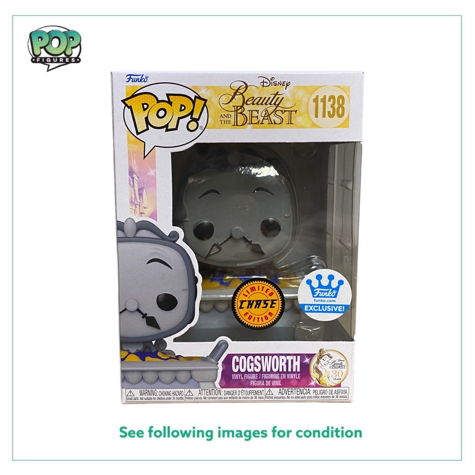 Cogsworth #1138 (In Cobbler Pan Chase) Funko Pop! - The Beauty And The Beast - Condition 9/10